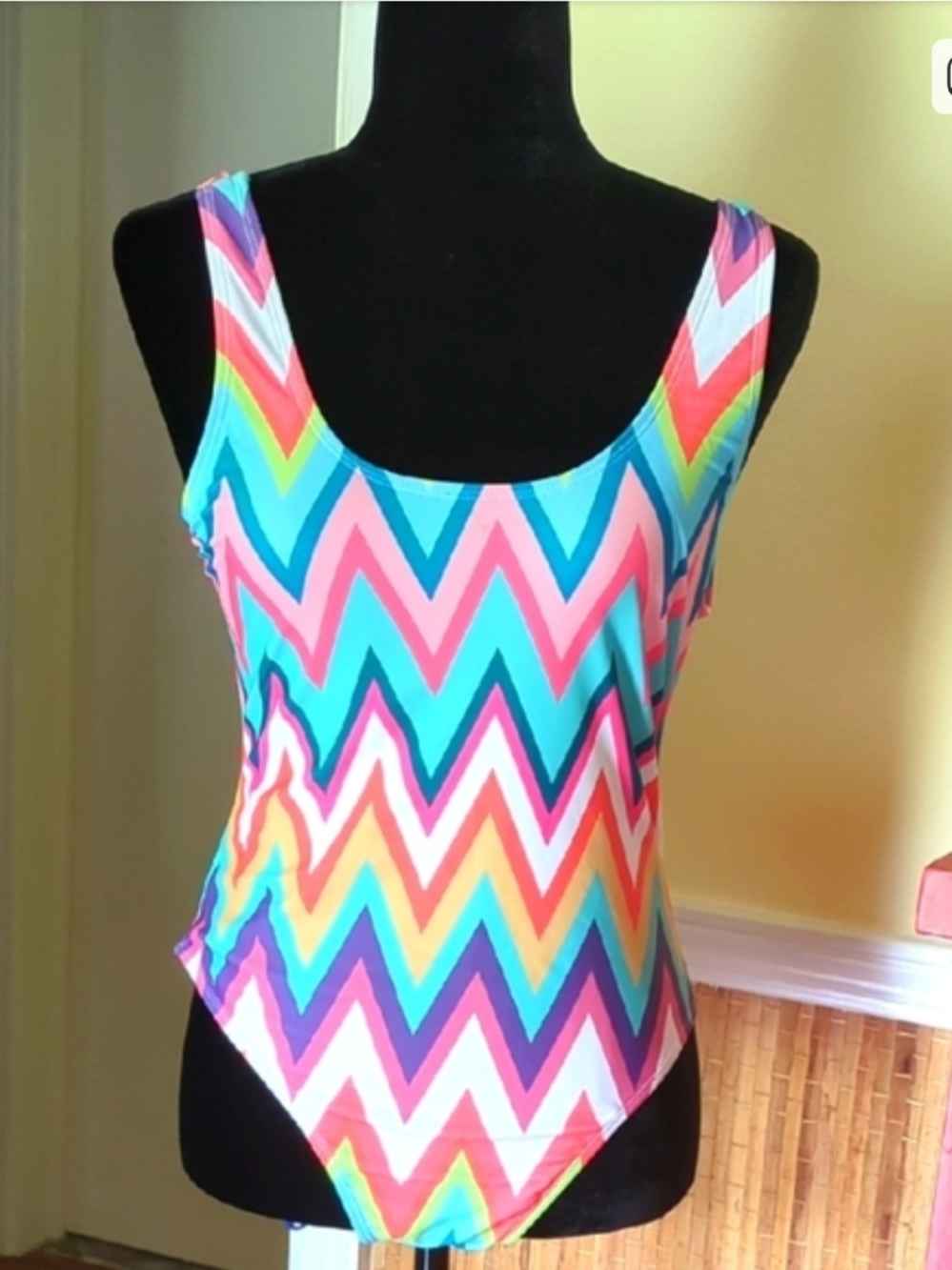 Chevron Multicolor Scoop-Neck Bodysuit - Vibrant Stripes